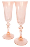 Estelle Colored Glass Set-of-two Estelle Regal Glass Flutes In Blush Pink
