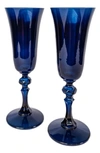 ESTELLE colourED GLASS SET OF 2 REGAL FLUTES