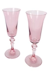 ESTELLE colourED GLASS SET OF 2 REGAL FLUTES