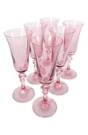 ESTELLE COLORED GLASS ESTELLE COLORED GLASS SET OF 6 REGAL FLUTES