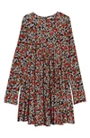 Nordstrom Print Knit A-line Dress In Black Crowded Floral