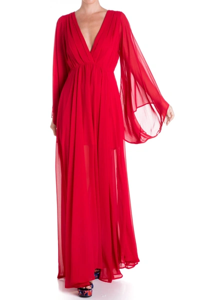Meghan La Sheer Sunset Maxi Dress In Cherry