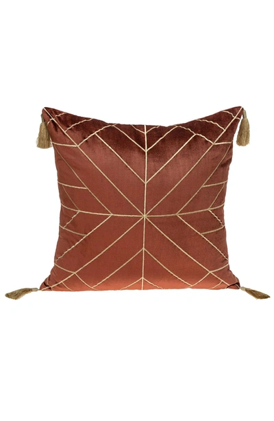 Parkland Collection Zella Velvet Throw Pillow In Burnt Orange