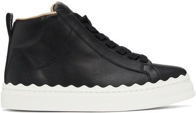 Chloé Lauren Scalloped High-top Sneakers In Black