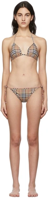 BURBERRY BEIGE VINTAGE CHECK TRIANGLE BIKINI