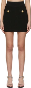 Balmain Black Pencil Mini Skirt With Jewel Buttons In Tweed Woman In 0pa Noir