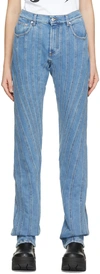 MUGLER BLUE WIDE-LEG SPIRAL JEANS