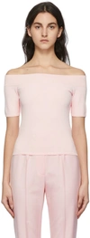 Alexander Mcqueen Off-the-shoulder Stretch-knit Top In Pink