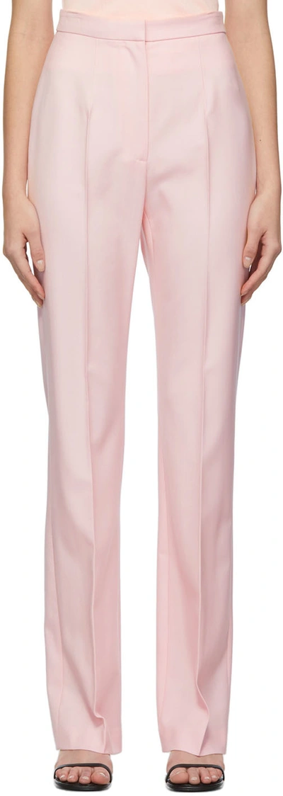 Alexander Mcqueen High-waisted Tailored Wool Trousers In Pink