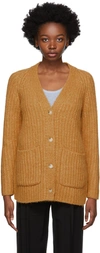 Vince Ribbed Pocket Alpaca-blend Cardigan In Gold Ochre-710goo