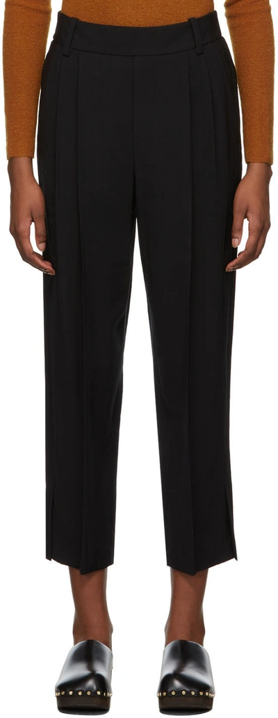 Vince Stove Pipe Flared High-rise Stretch-woven Trousers In Black