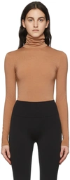 Wolford Colorado Turtleneck String Bodysuit In Caramel