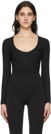 Wolford Henley Ribbed Jersey String Bodysuit In Black