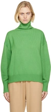 The Frankie Shop Joya Merino Wool-blend Turtleneck Sweater In Green