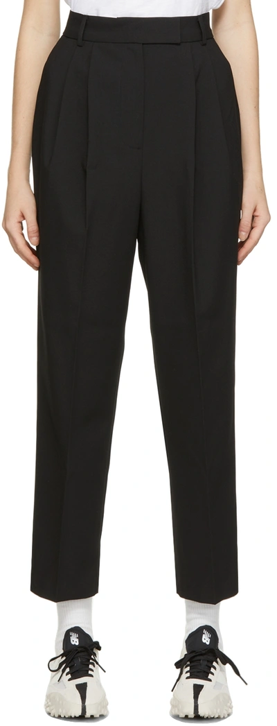 The Frankie Shop Gelso Pleated Tencel-blend Straight-leg Pants In Black