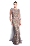 MARCHESA BEADED NECK GOWN