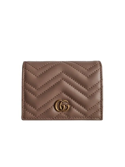 Gucci Gg Marmont Card Case Wallet In Brown