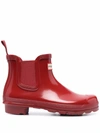 Hunter Red Gloss Chelsea Boots In Red