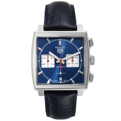 Tag Heuer Monaco Calibre 12 Blue Dial Black Strap Mens Watch Caw2111 Box Card In Not Applicable