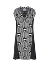 Prada Floral Wool And Crepe Dress In Black
