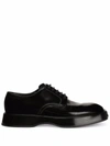 DOLCE & GABBANA BLACK LEATHER LACE-UP SHOES