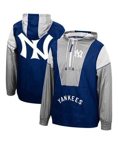 Mitchell & Ness Men's Navy New York Yankees Highlight Reel Windbreaker Half-zip Hoodie Jacket