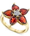 Macy's Rhodolite Garnet (4-1/4 Ct. T.w.) & Diamond Accent Flower Ring In 10k Gold In Garnet