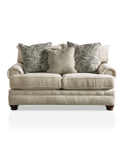 Furniture Of America Lismore Recessed Arm Loveseat In Cream