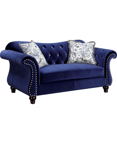 Furniture Of America Banara Tufted Loveseat In Blue