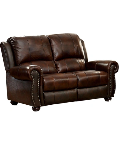 Furniture Of America Todrick Leather Loveseat In Brown