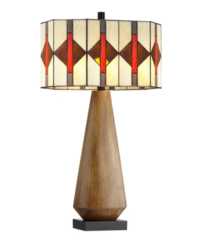 Pacific Coast Faux Wood Table Lamp With Art Glass In Wood-tone Brown