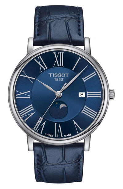 TISSOT TISSOT T-CLASSIC CARSON PREMIUM MOONPHASE LEATHER STRAP WATCH, 40MM