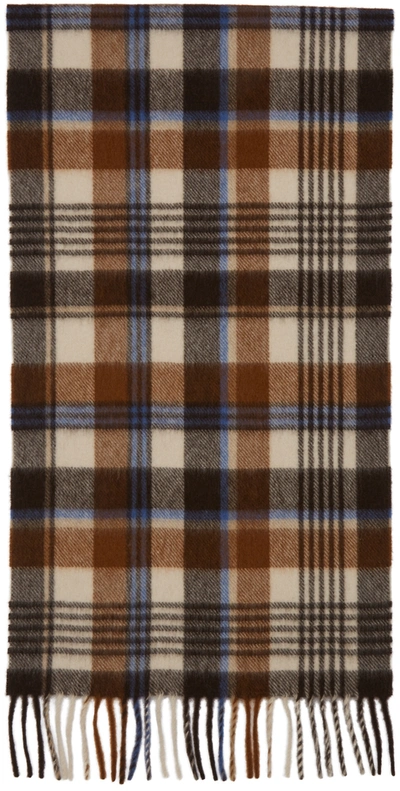 Comme Des Garçons Homme Deux Brown Cashmere Check Scarf In Braun