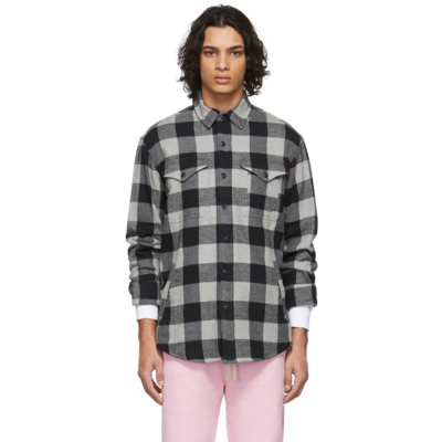 Polo Ralph Lauren Grey Flannel Check Classic Fit Shirt In Black