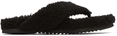 Burberry Shearling Sandal In Black