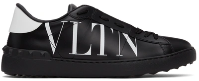 Valentino Garavani Sneaker Open Calf/print Vltn/rub.sole In Black