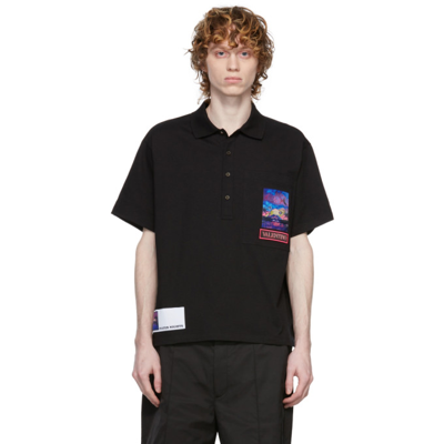 Valentino Black Painted Logo Polo In Nero