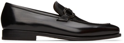 Ferragamo Rolly Logo-bit Leather Loafers In Black