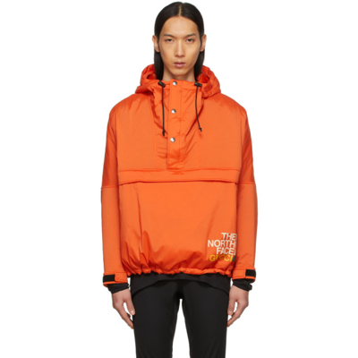 Gucci The North Face Logo-print Ripstop Half-zip Hooded Jacket In Papaya