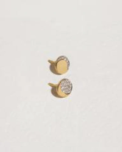 Fine Mismatched Moon Phase Studs In Gold