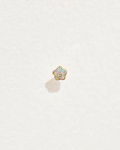 Pamela Love Piercing Flower Diamond Stud In Gold/blue