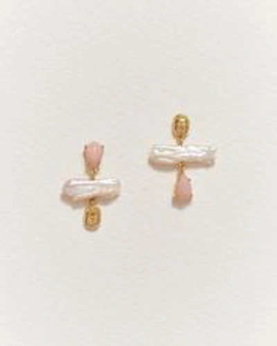 Pamela Love Biwa Earrings In Gold/white/pink