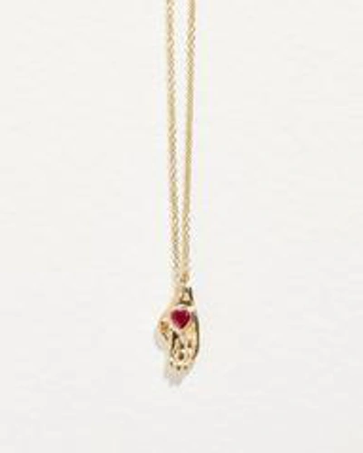 Demi Fine Heart In Hand Pendant In Gold/red