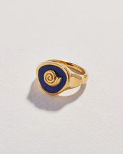 Pamela Love Seashell Signet Ring In Gold/blue