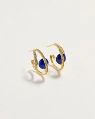 Fine Comet Double Hoops In Gold/blue