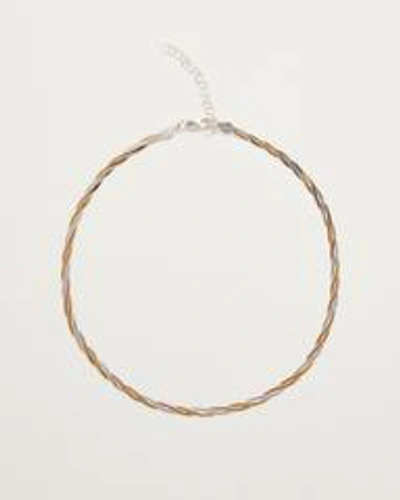 Fashion Twisted Tricolor Herringbone Chain 14" In Gold/silver