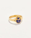 Piercing Inlay Scarab Ring In Gold/blue