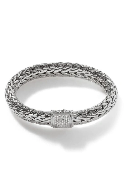 John Hardy Classic Chain Diamond Pavé Large Bracelet In Silver