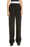 Alexander Wang High Waisted Pleated Trouser With Logo E In Black