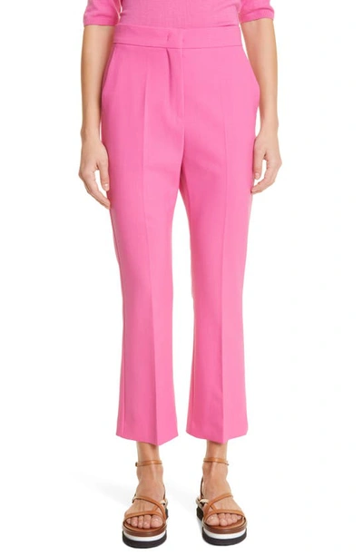 Max Mara Circeo Wool Crepe Cropped Trousers In Pink